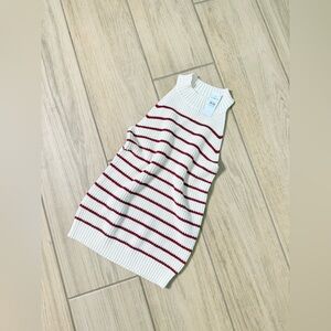 LOFT Shimmer Stripe Stitchy Halter Sweater – Light Ivory & Red NWT Size S